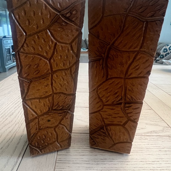 Decorative Brown Textured Wood Vase Pair - Picture 6 of 6